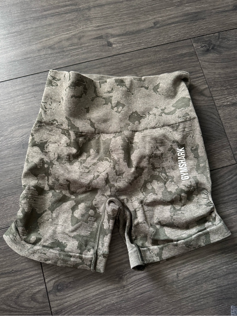 Gymshark Olive Camo High-Waist Workout Bike Shorts
